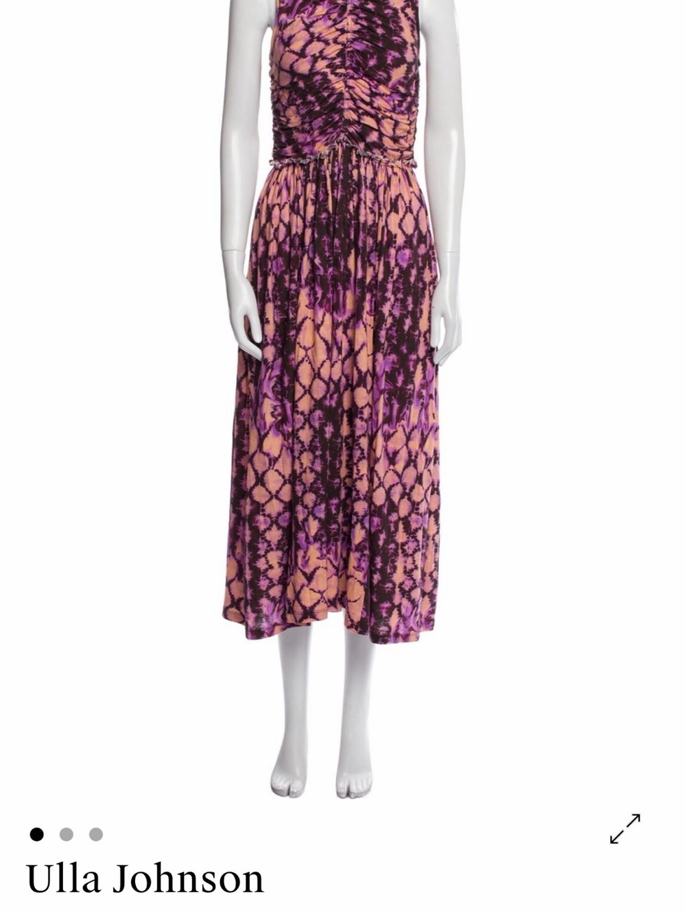 Ulla Johnson Pink & Purple Abstract Print Midi Skirt